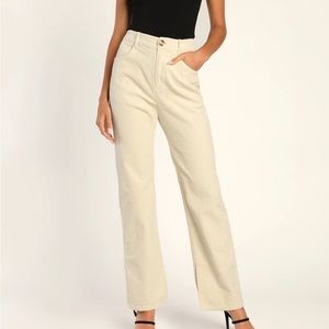 Cream Colored High Waisted Corduroy Pants